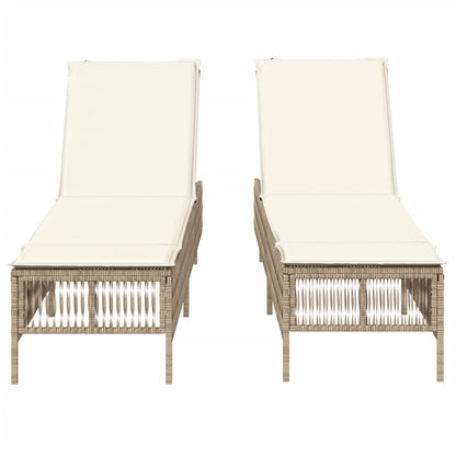 Lettini Prendisole 2 Pz Con Cuscini Beige In Polyrattan
