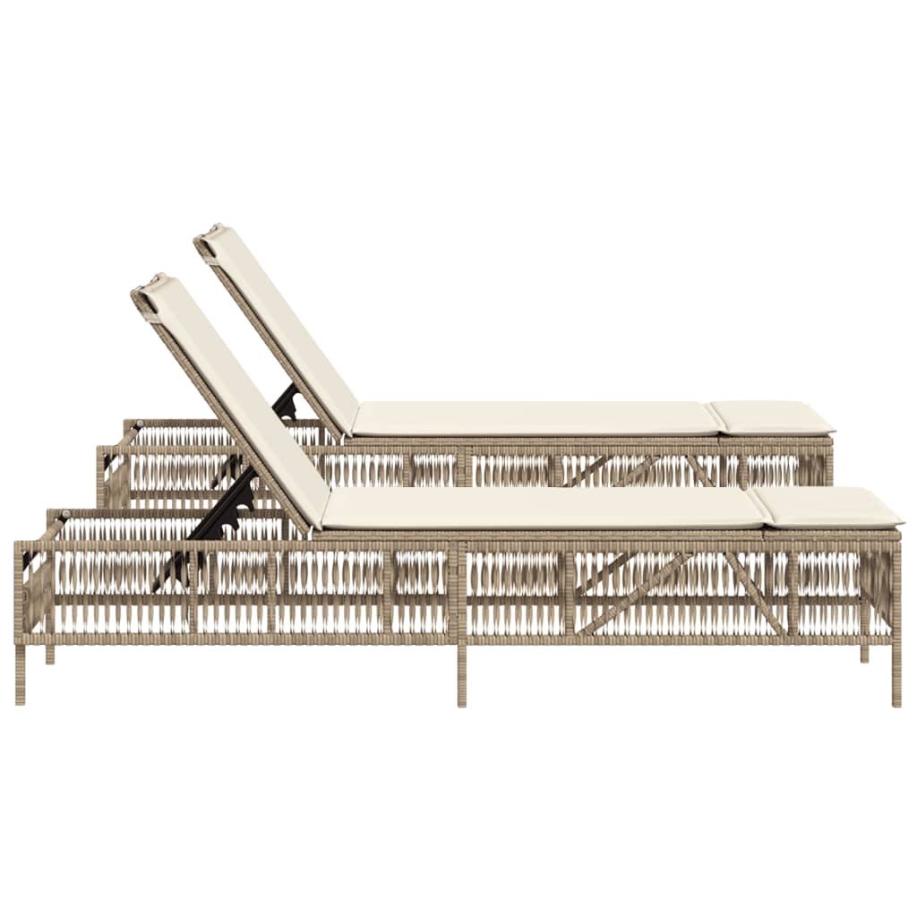 Lettini Prendisole 2 Pz Con Cuscini Beige In Polyrattan