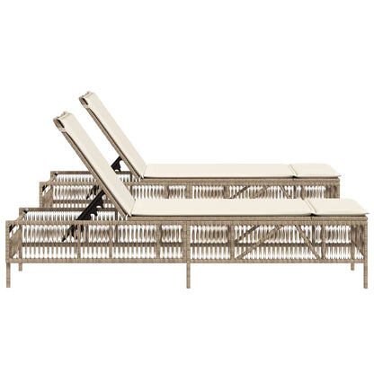 Lettini Prendisole 2 Pz Con Cuscini Beige In Polyrattan