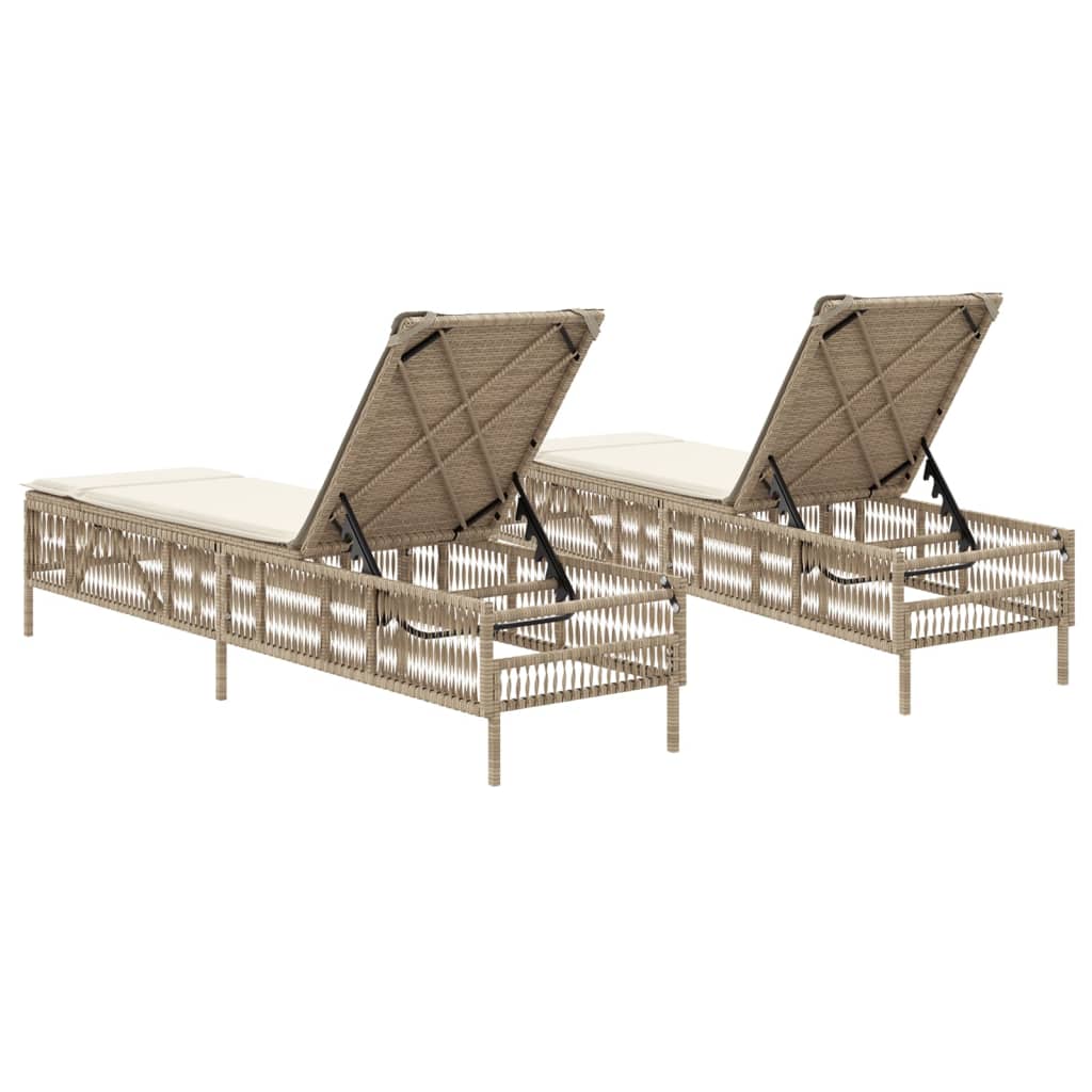 Lettini Prendisole 2 Pz Con Cuscini Beige In Polyrattan
