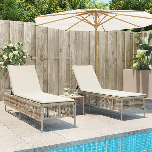 Lettini Prendisole 2 Pz Con Cuscini Beige In Polyrattan
