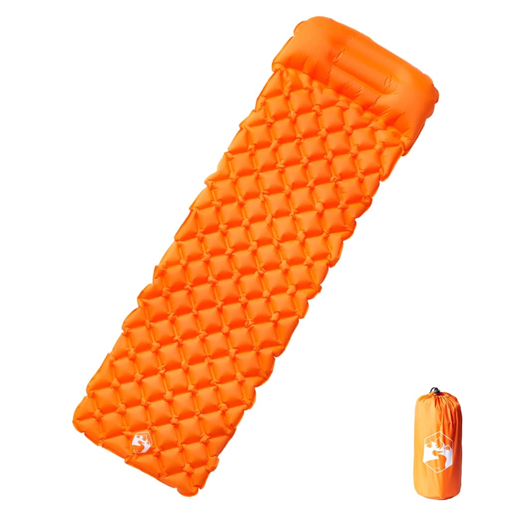 Materasso Campeggio Gonfiabile Con Cuscino 1 Persona Arancione