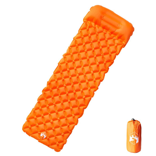 Materasso Campeggio Gonfiabile Con Cuscino 1 Persona Arancione