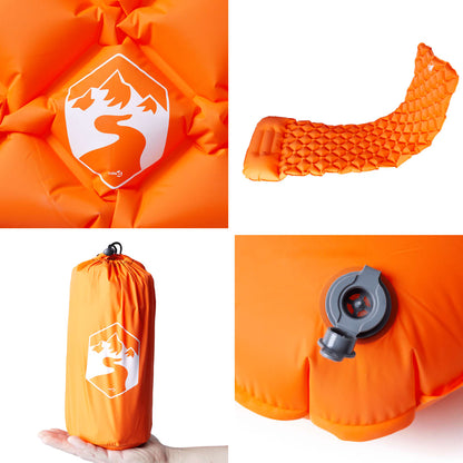 Materasso Campeggio Gonfiabile Con Cuscino 1 Persona Arancione