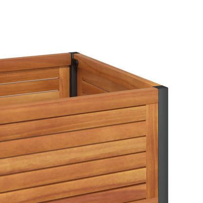 Fioriera Con Ripiano In Legno Acacia E Acciaio