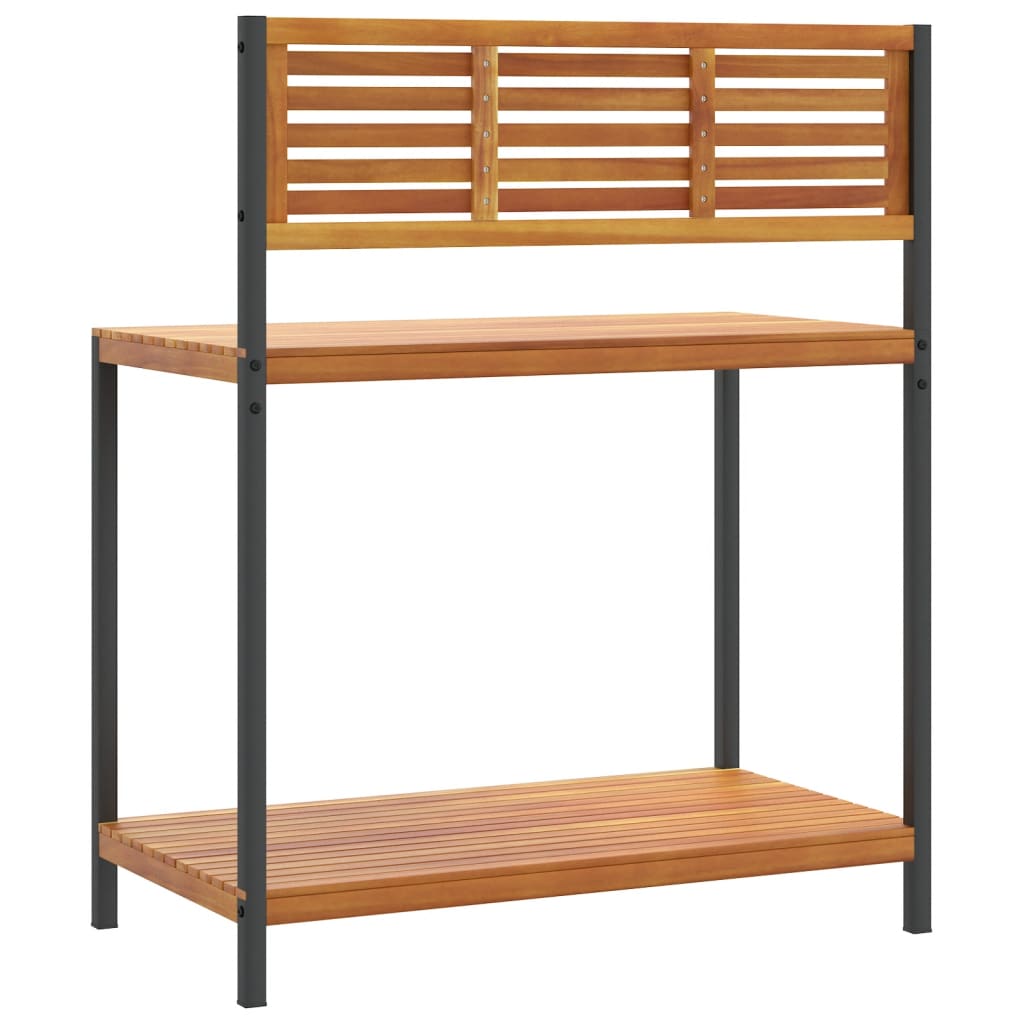 Tavolo Da Invasatura 90X50X110 Cm In Legno Acacia E Acciaio Legno Recuperato (Naturale)