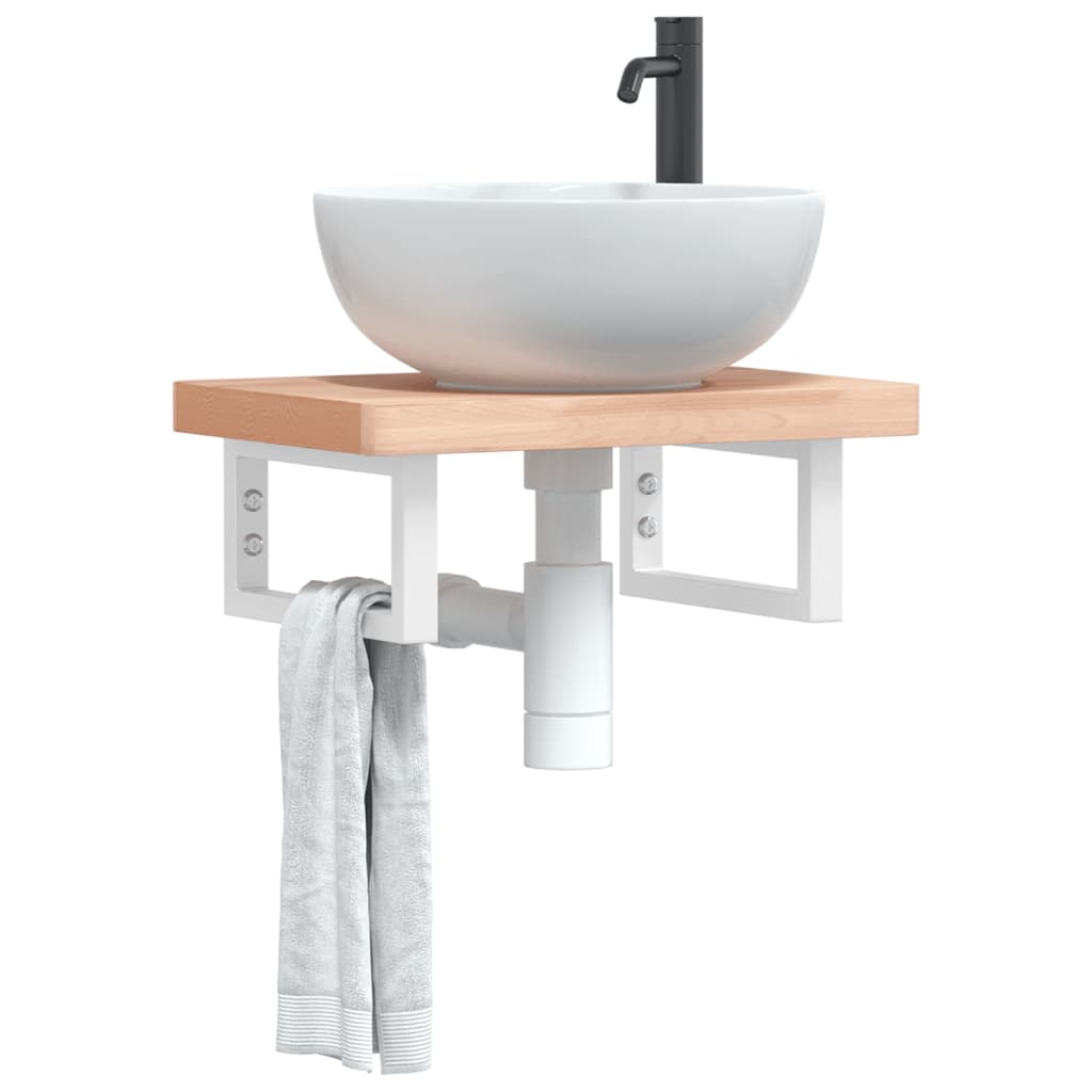 Reggimensole Per Lavabo 2 Pz Bianche In Acciaio Bianco