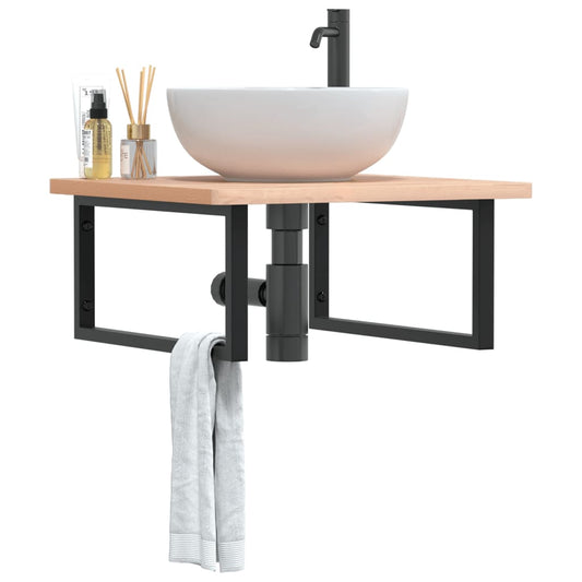 Reggimensole Per Lavabo 2 Pz Nere Rettangolari In Acciaio Nero