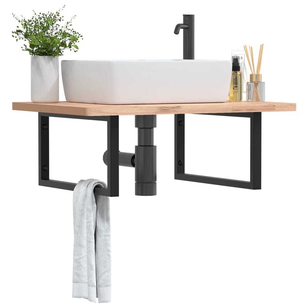 Reggimensole Per Lavabo 2 Pz Nere Rettangolari In Acciaio Nero