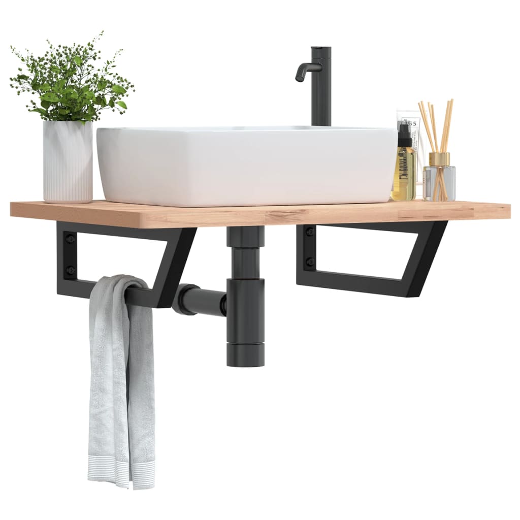 Reggimensole Per Lavabo 2 Pz Nere Rettangolari In Acciaio Nero