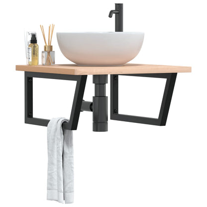 Reggimensole Per Lavabo 2 Pz Nere Rettangolari In Acciaio Nero