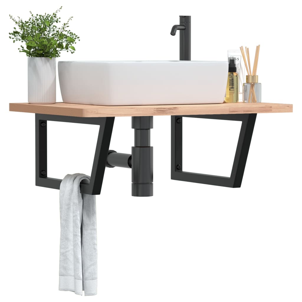 Reggimensole Per Lavabo 2 Pz Nere Rettangolari In Acciaio Nero