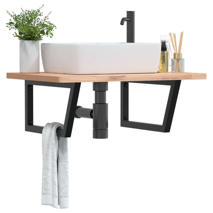 Reggimensole Per Lavabo 2 Pz Nere Rettangolari In Acciaio Nero