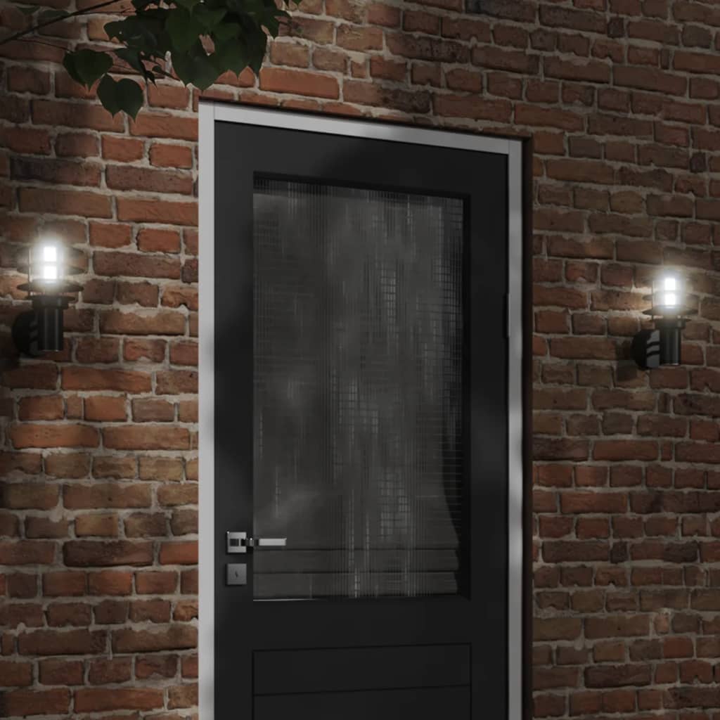 Applique Per Esterno Con Sensore 2 Pz Nere In Acciaio Inox Nero