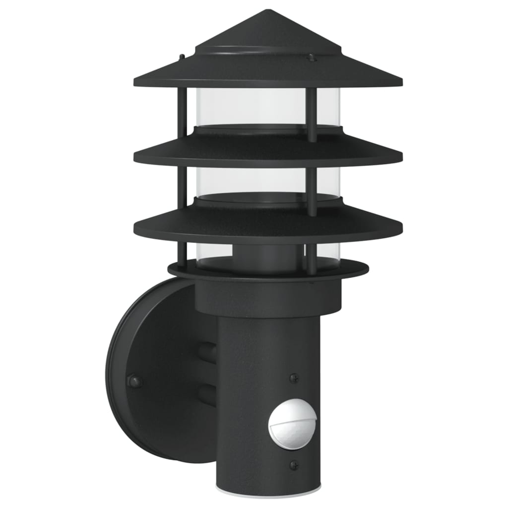 Applique Da Esterno Con Sensore Nera In Acciaio Inossidabile Nero