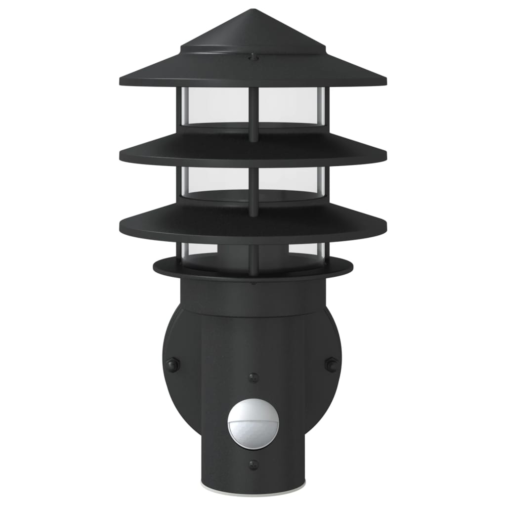 Applique Per Esterno Con Sensore 2 Pz Nere In Acciaio Inox Nero