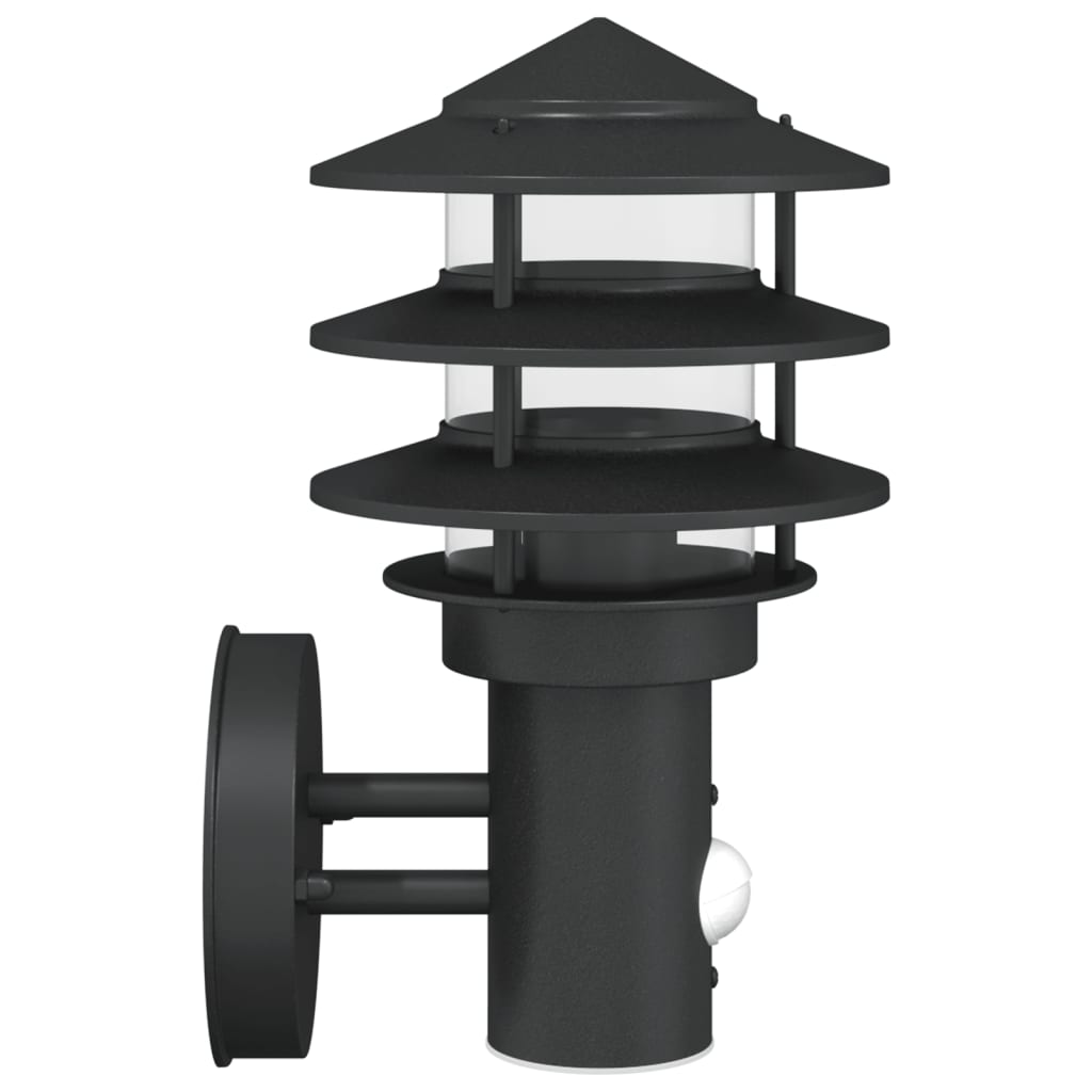 Applique Per Esterno Con Sensore 2 Pz Nere In Acciaio Inox Nero