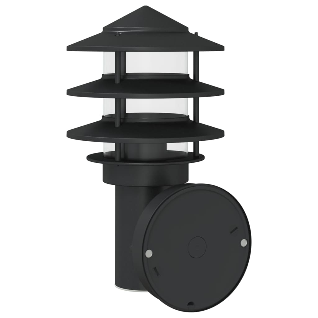 Applique Per Esterno Con Sensore 2 Pz Nere In Acciaio Inox Nero
