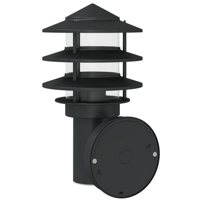 Applique Per Esterno Con Sensore 2 Pz Nere In Acciaio Inox Nero