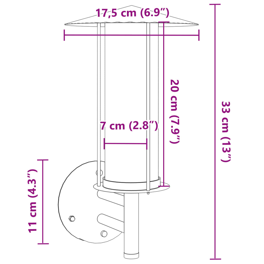 Applique Da Esterno 2 Pz Nere In Acciaio Inossidabile