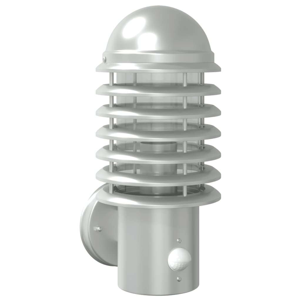Applique Per Esterno Con Sensore In Acciaio Inox Argento