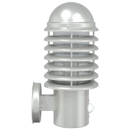 Applique Per Esterno Con Sensore 2 Pz In Acciaio Inox Argento