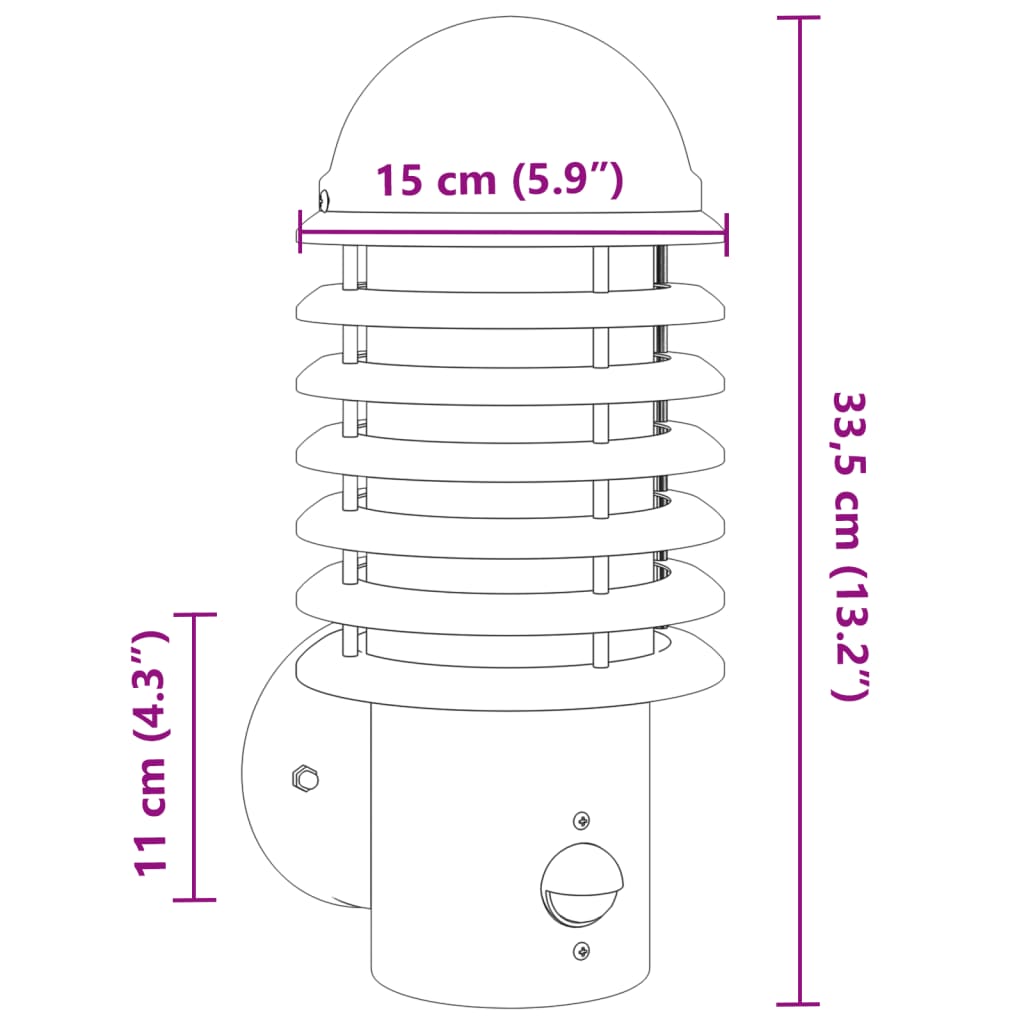 Applique Per Esterno Con Sensore 2 Pz In Acciaio Inox Argento