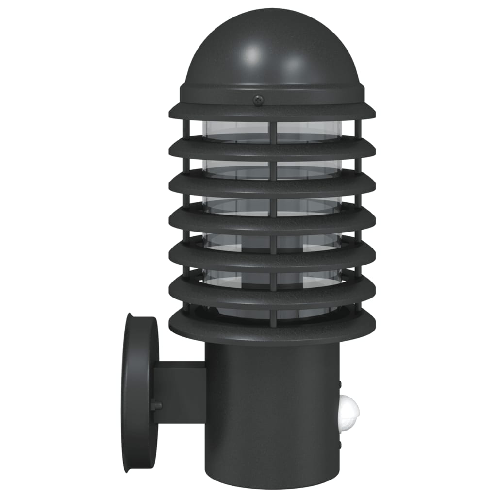 Applique Per Esterno Con Sensore 2 Pz Nere In Acciaio Inox Nero