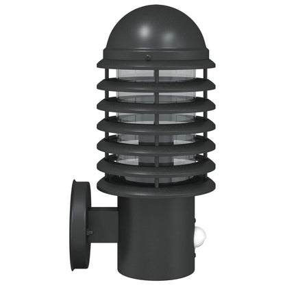 Applique Per Esterno Con Sensore 2 Pz Nere In Acciaio Inox Nero