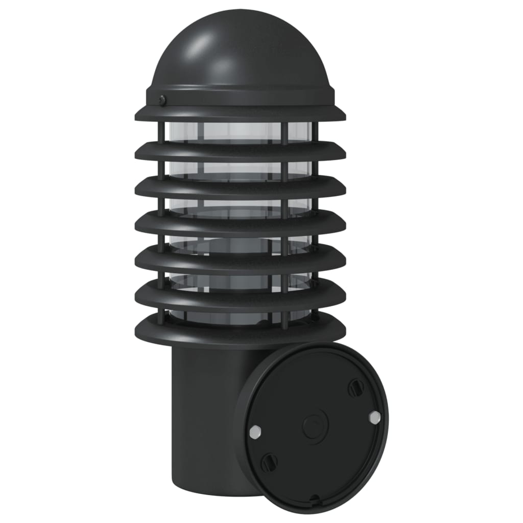 Applique Per Esterno Con Sensore 2 Pz Nere In Acciaio Inox Nero