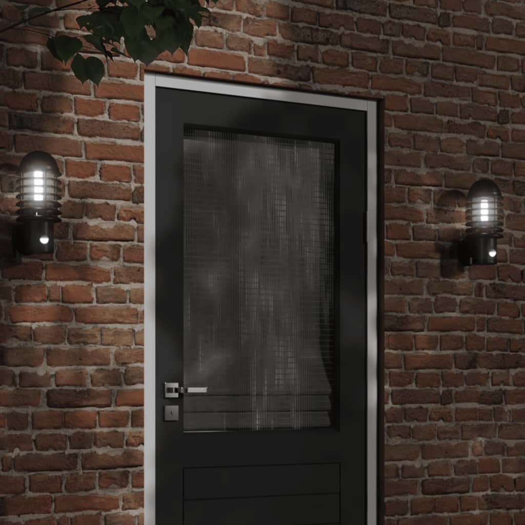 Applique Per Esterno Con Sensore 2 Pz Nere In Acciaio Inox Nero