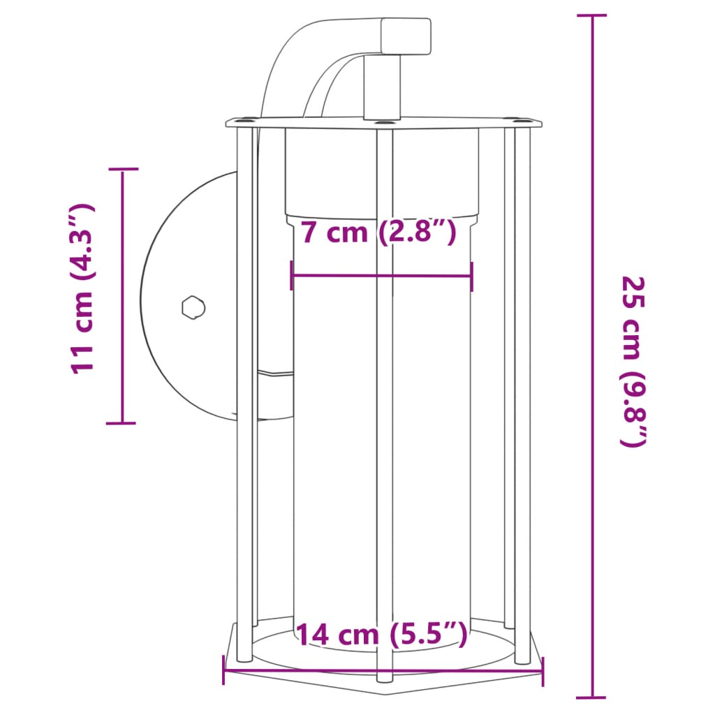 Applique Da Esterno 2 Pz Nere In Acciaio Inossidabile
