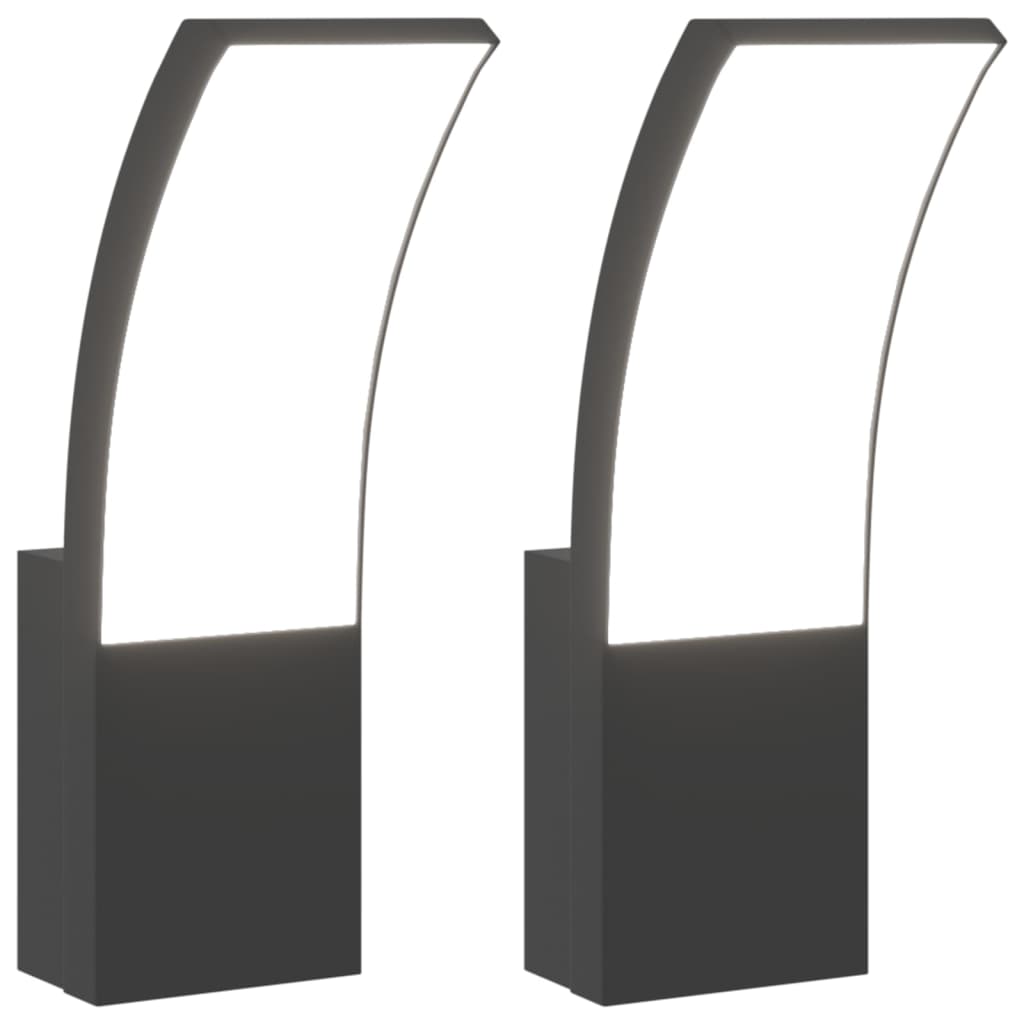 Applique Per Esterni Con Led 2 Pz Nere Alluminio Pressofuso Nero