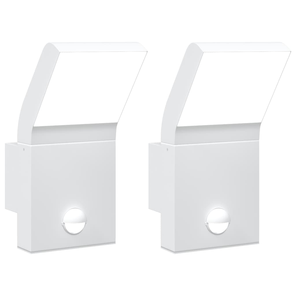 Applique Con Led E Sensore 2 Pz Bianche In Alluminio Pressofuso Bianco