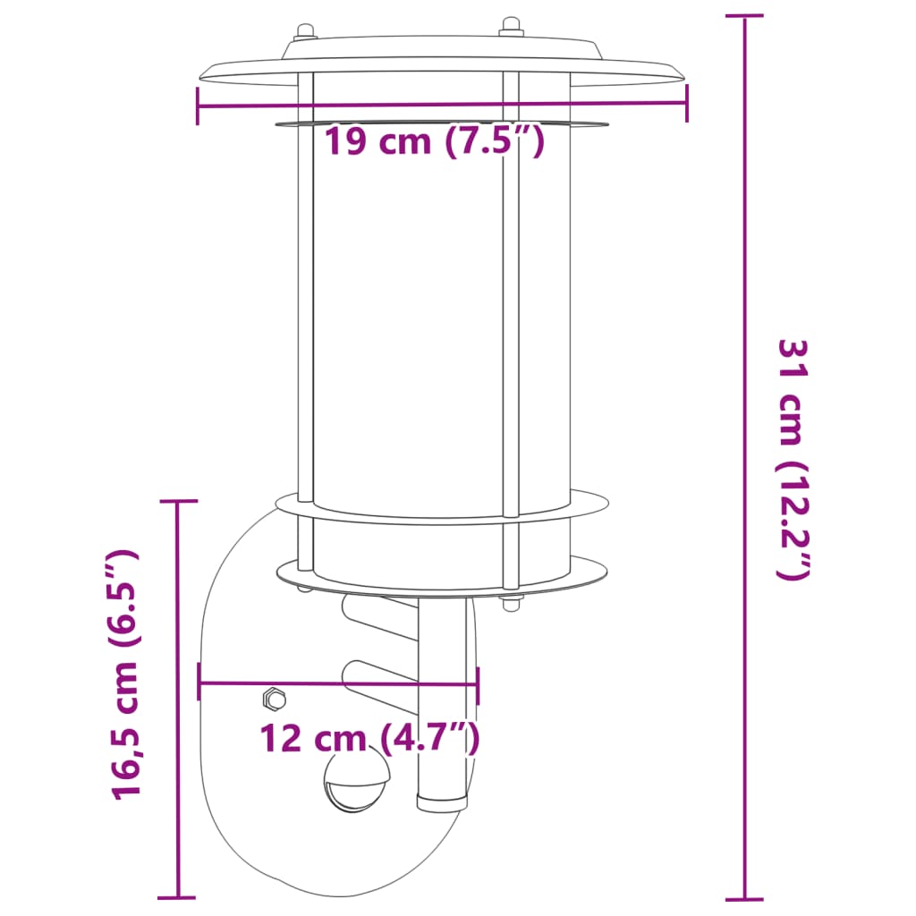 Applique Per Esterno Con Sensore 2 Pz In Acciaio Inox Argento