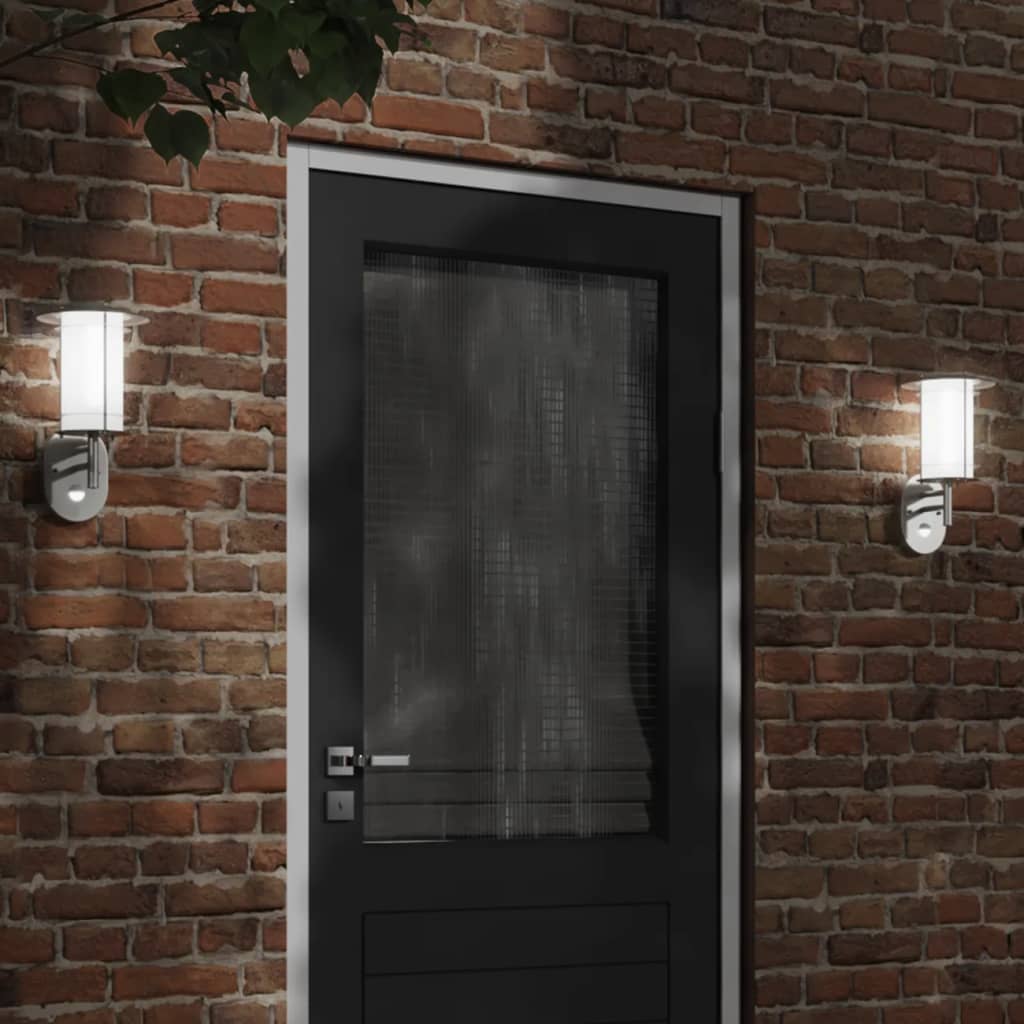 Applique Per Esterno Con Sensore 2 Pz In Acciaio Inox Argento