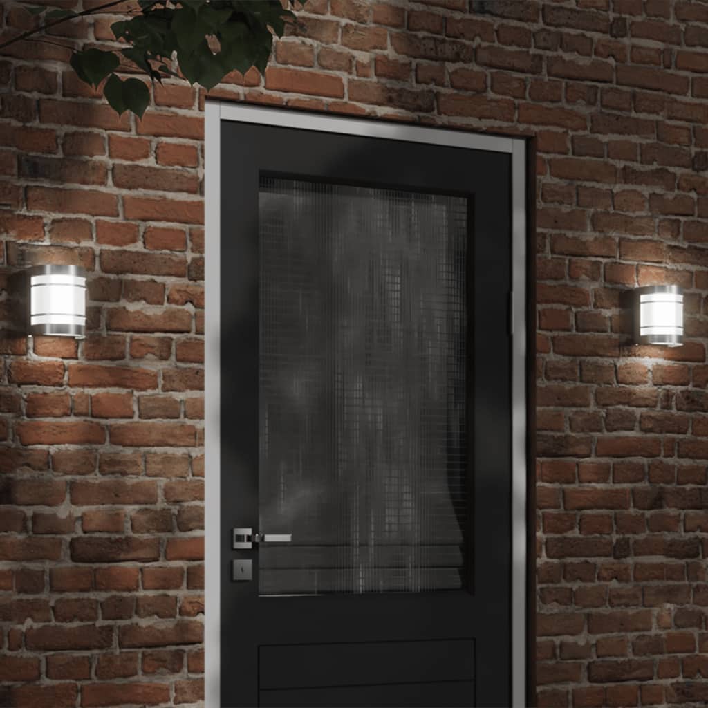 Applique Per Esterno Con Sensore 2 Pz In Acciaio Inox Argento