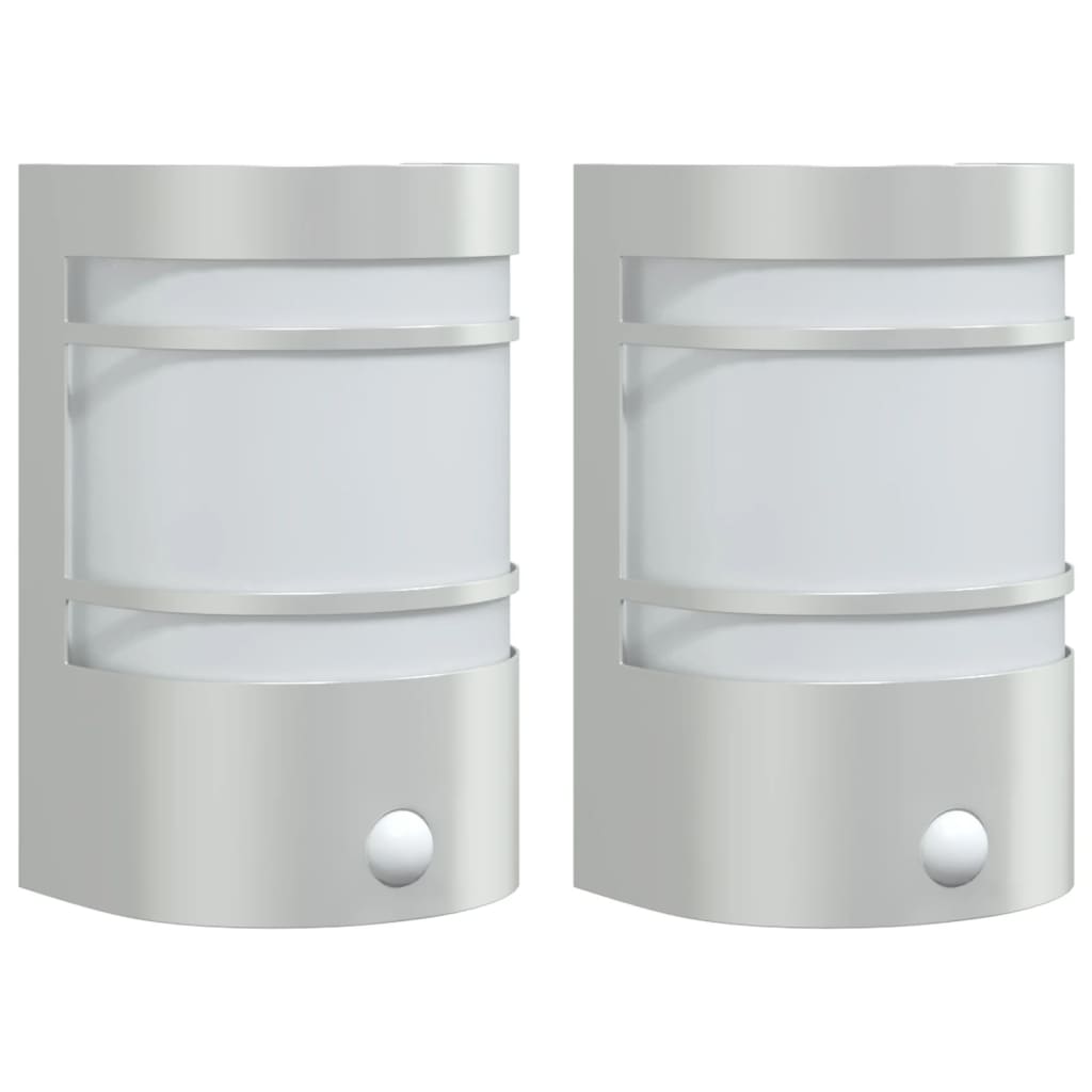 Applique Per Esterno Con Sensore 2 Pz In Acciaio Inox Argento