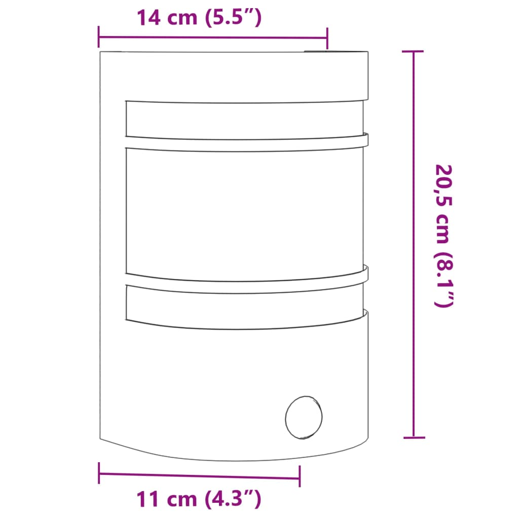 Applique Per Esterno Con Sensore 2 Pz In Acciaio Inox Argento
