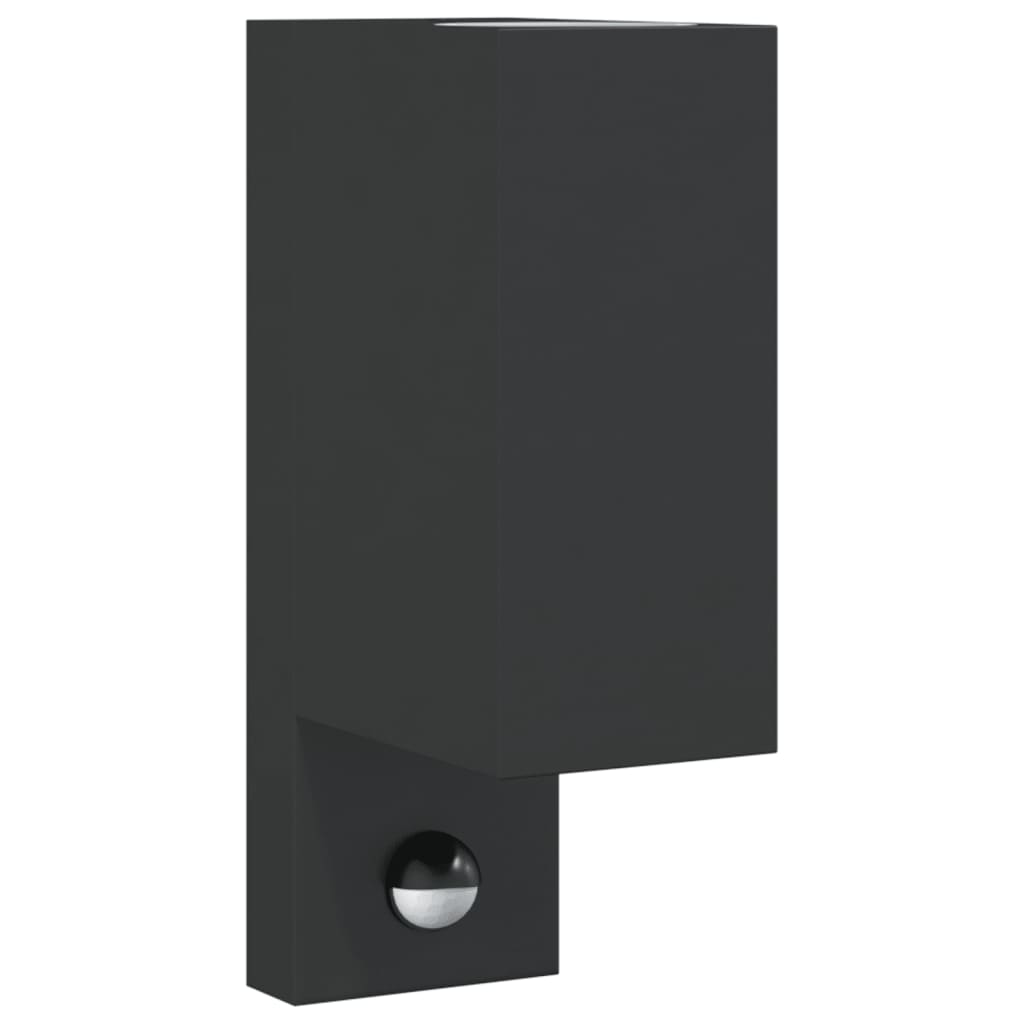 Applique Con Sensore Nera In Alluminio Pressofuso