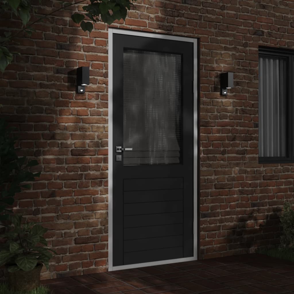 Applique Con Sensore Nera In Alluminio Pressofuso