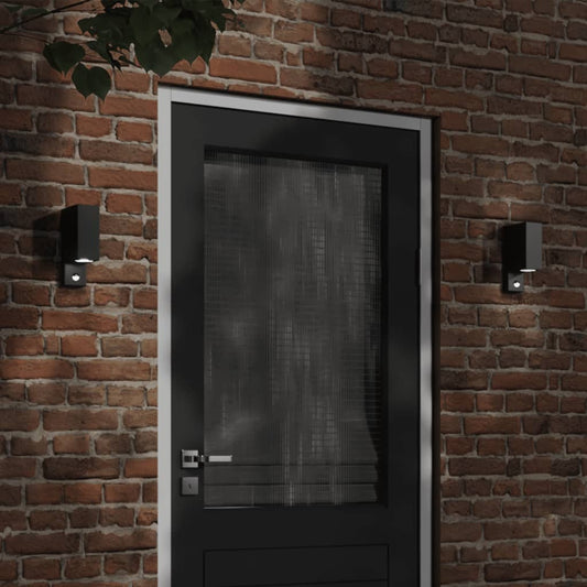 Applique Con Sensore Nera In Alluminio Pressofuso