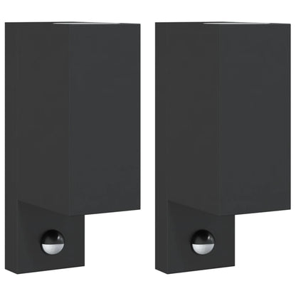 Applique Con Sensore 2 Pz Nere In Alluminio Pressofuso