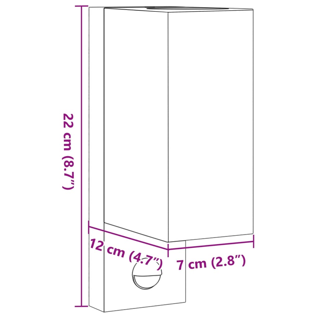 Applique Con Sensore 2 Pz Nere In Alluminio Pressofuso