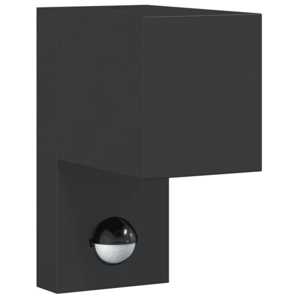 Applique Con Sensore Nera In Alluminio Pressofuso