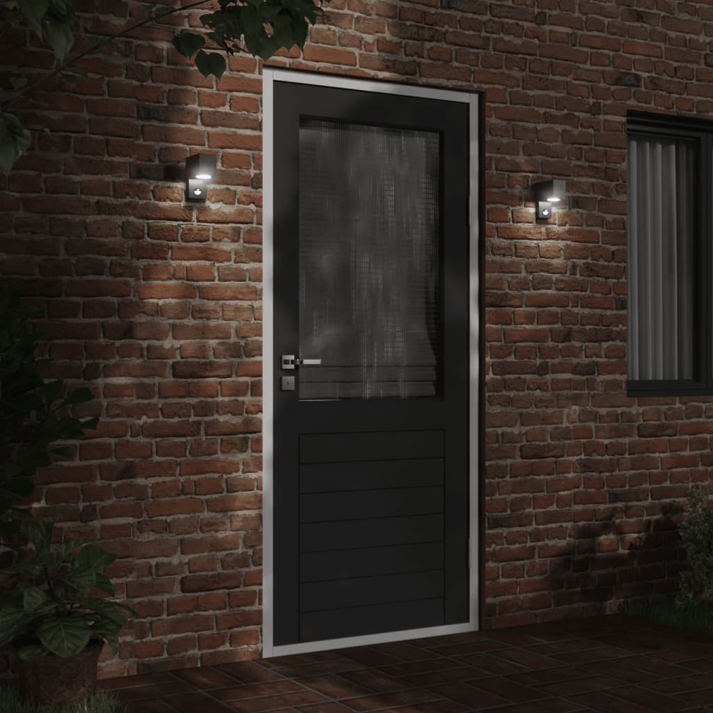 Applique Con Sensore Nera In Alluminio Pressofuso
