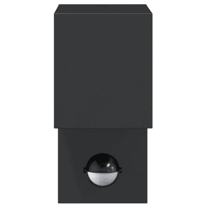 Applique Con Sensore Nera In Alluminio Pressofuso