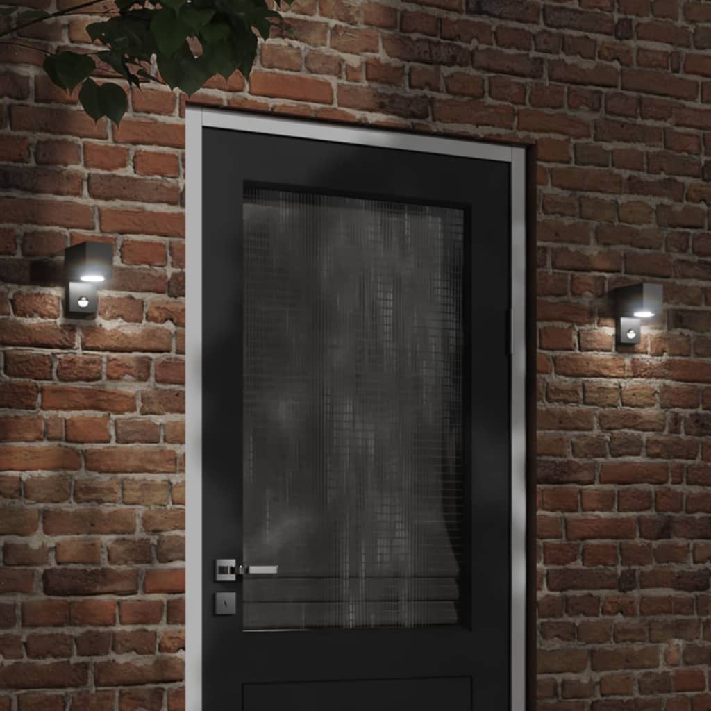 Applique Con Sensore Nera In Alluminio Pressofuso
