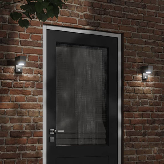 Applique Con Sensore Nera In Alluminio Pressofuso