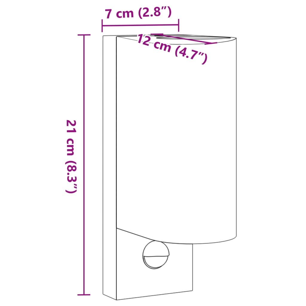 Applique Con Sensore 2 Pz Nere In Alluminio Pressofuso